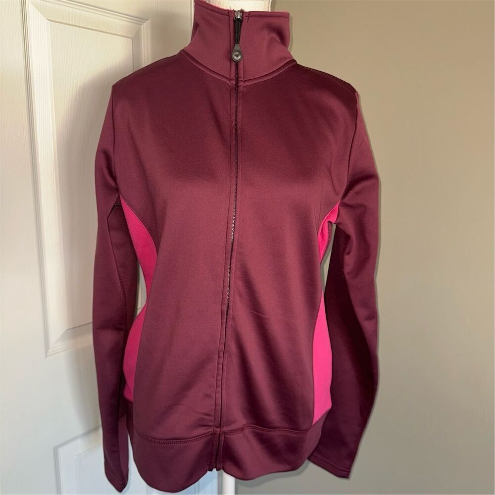 FOX Racing Achieve Women's Athletic Track Jacket Maroon‎ with Pink Fleece Lining